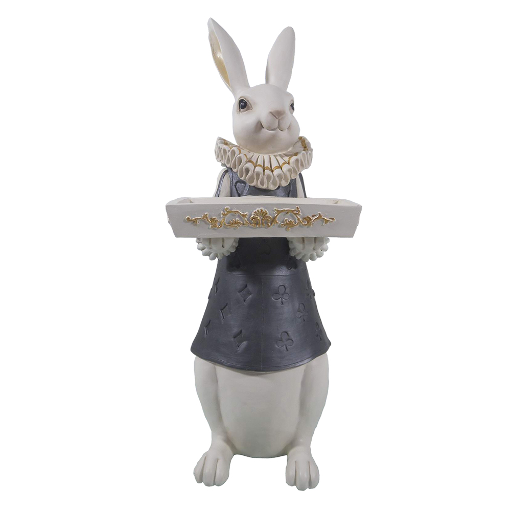 [6PR3164] Image de décoration Lapin Blanc, Noir 15x13x37 cm