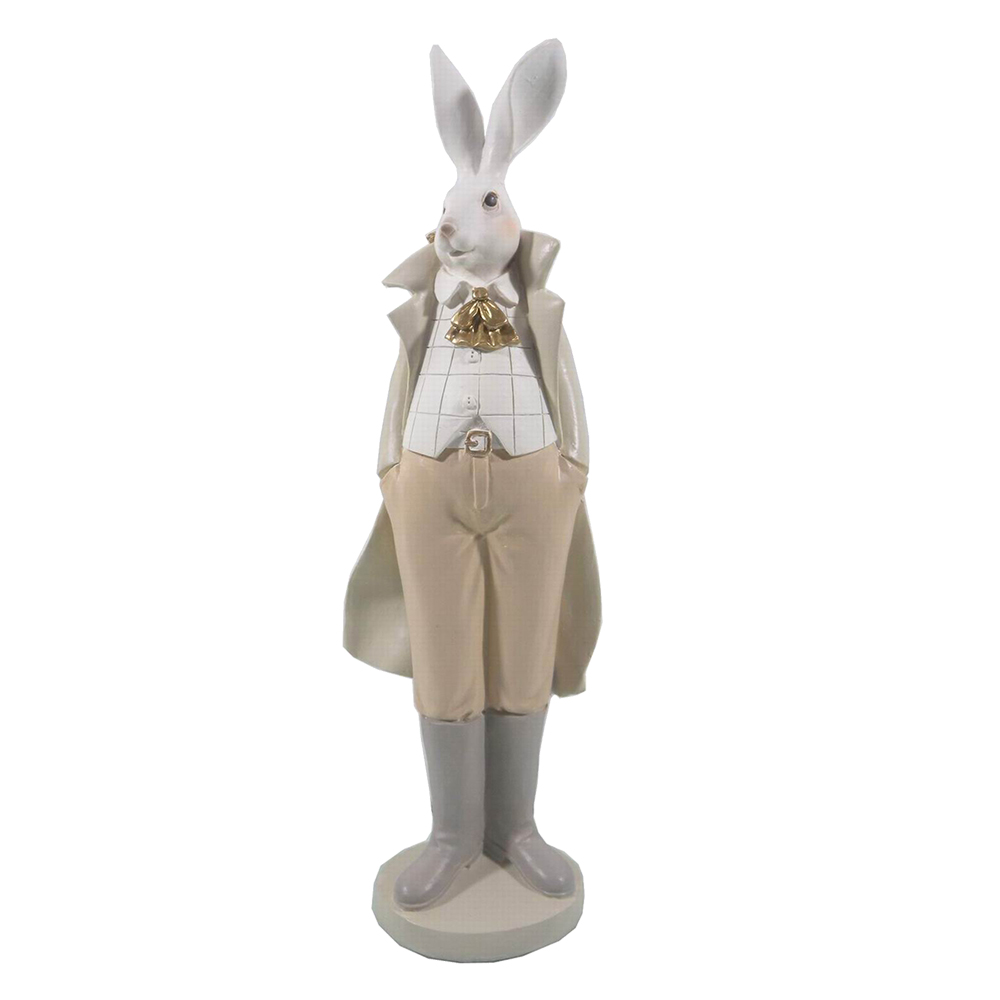 [6PR3176] Image de décoration Lapin Blanc, Jaune 11x10x37 cm