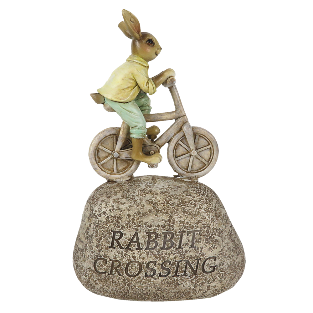 Decoratie konijn fietsend 13x6x20 cm