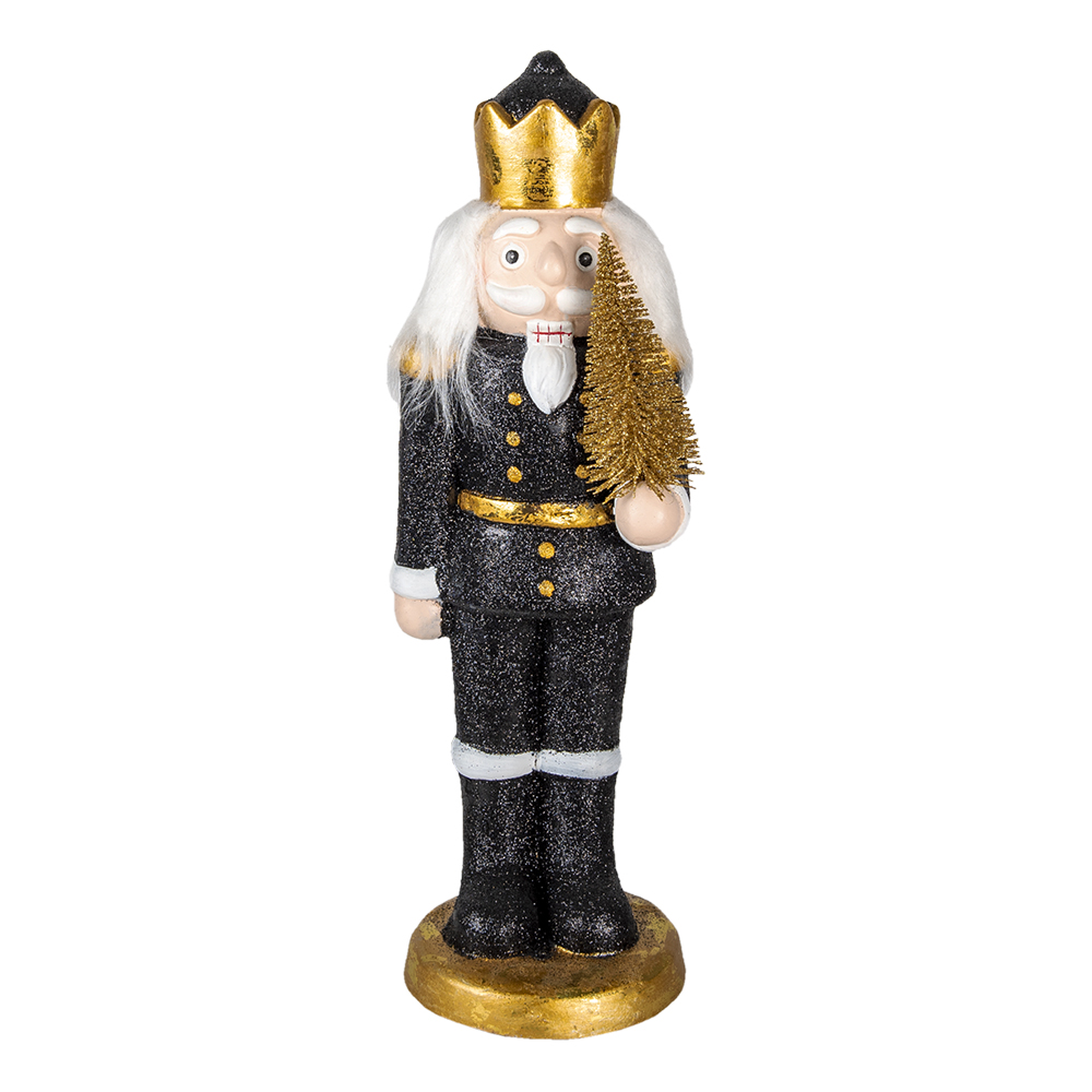[6PR3412] Decoration Statue Nutcracker Black 15x15x50 cm
