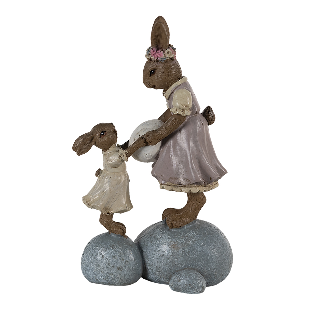 [6PR3537] Décoration Lapin Marron Rose 10x6x17 cm