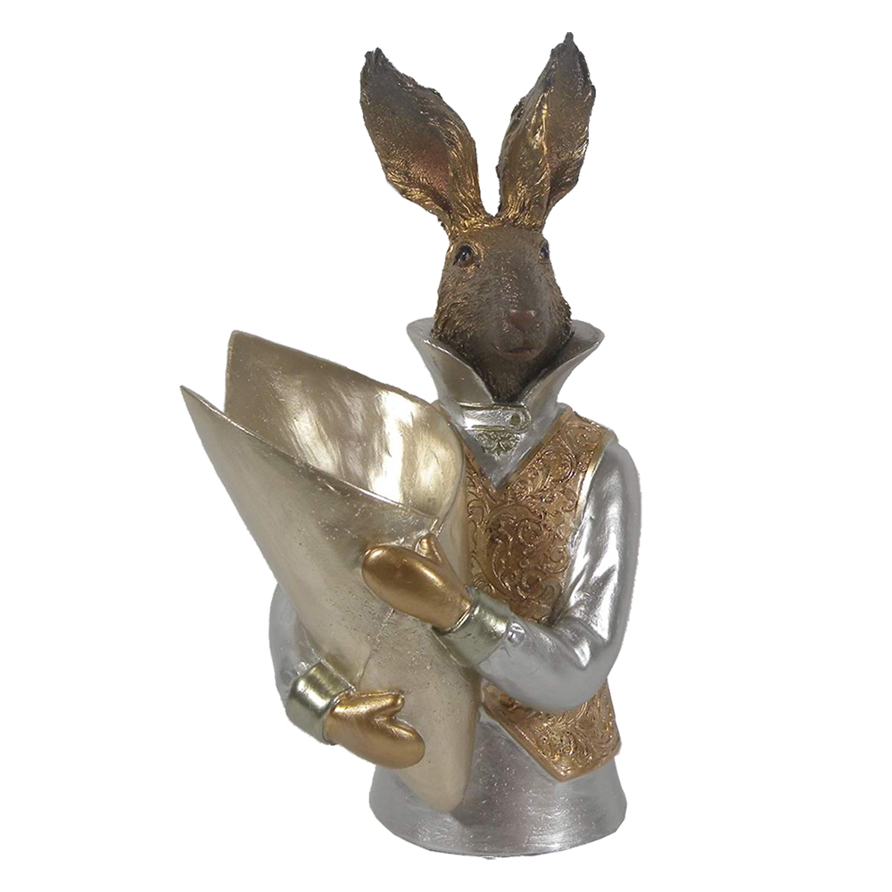 [6PR3599] Image de décoration Lapin Or 16x13x30 cm