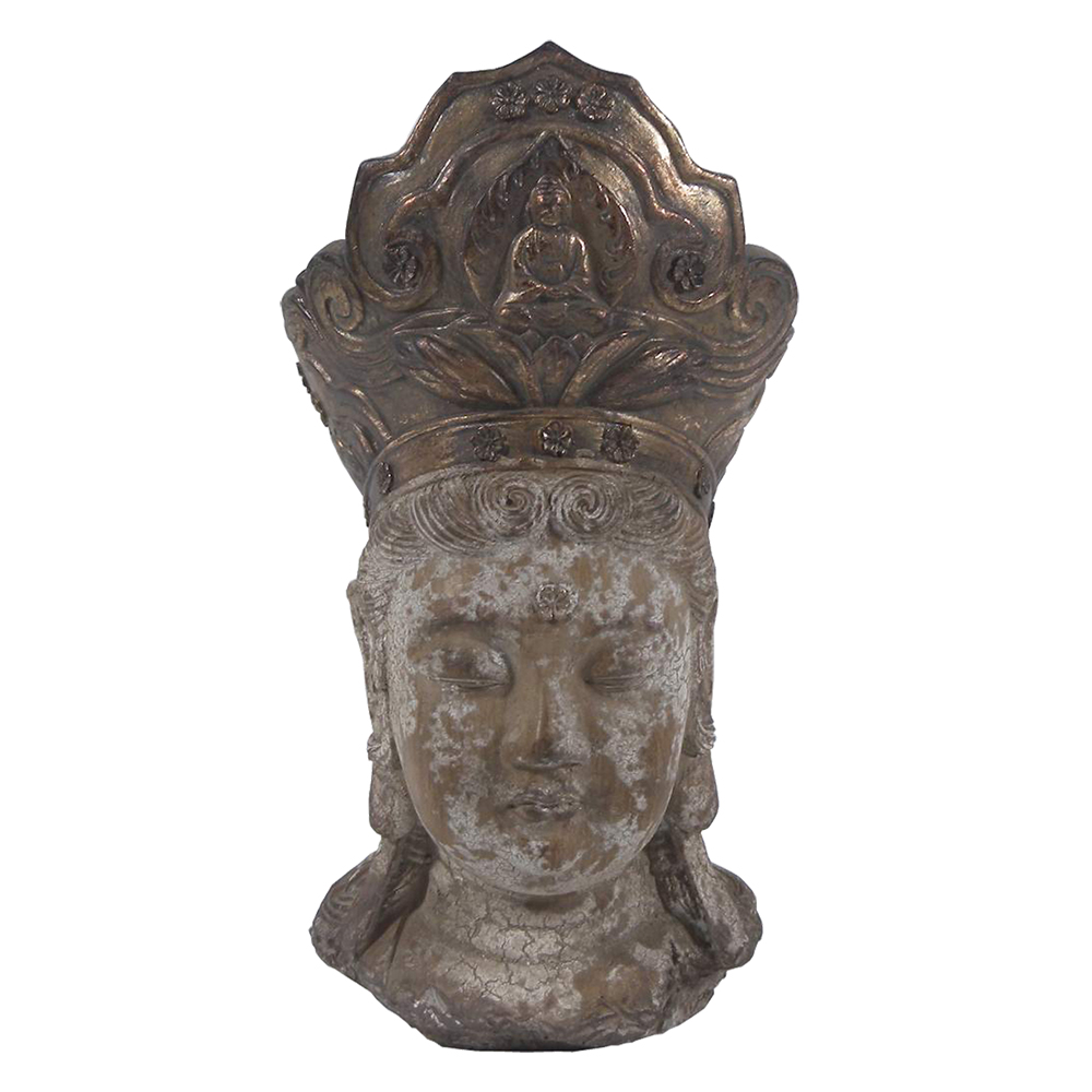 [6PR3621] Deko Buddha Braun, Weiß 12x9x22 cm