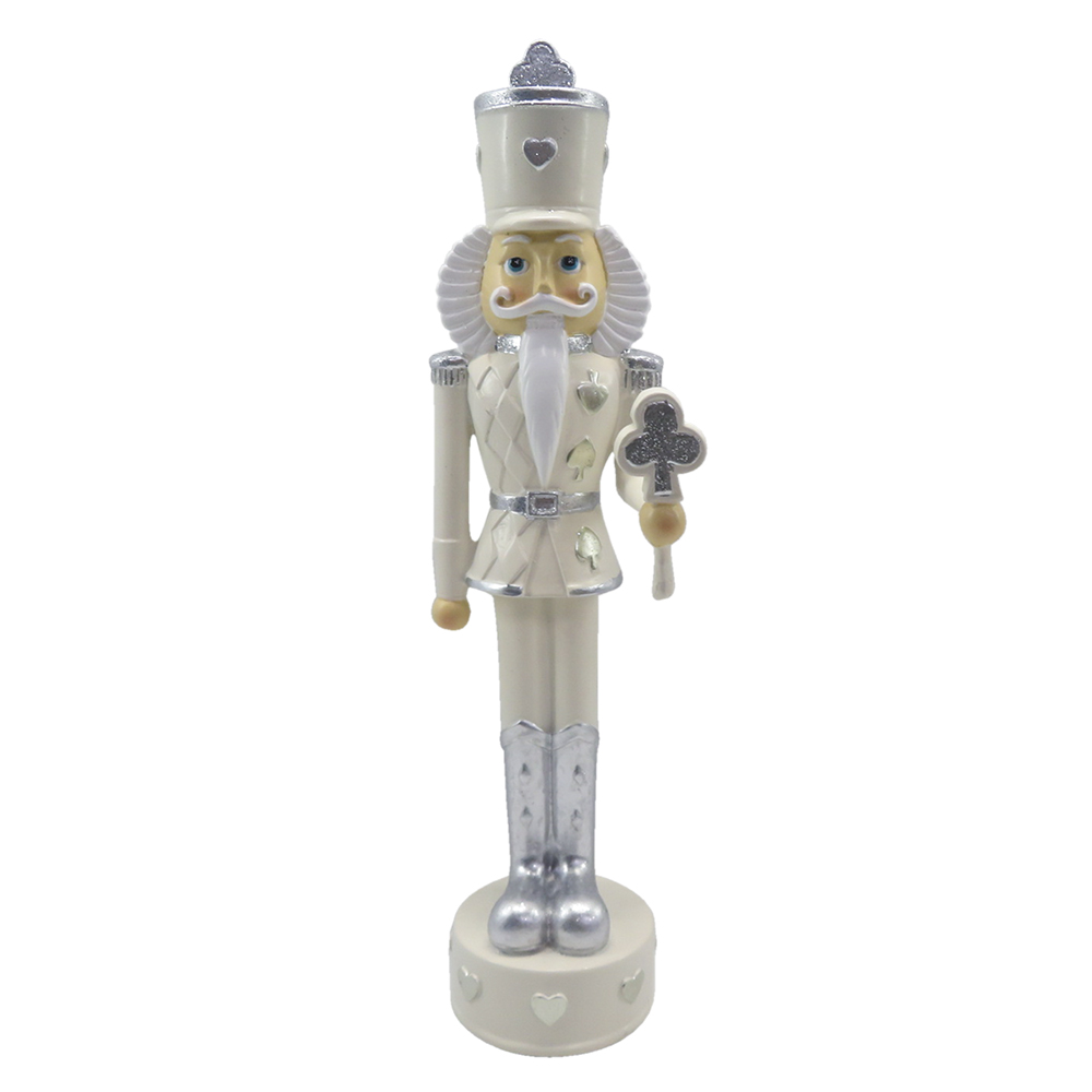 [6PR3655] Decoration Statue Nutcracker Beige Silver 9x9x35 cm