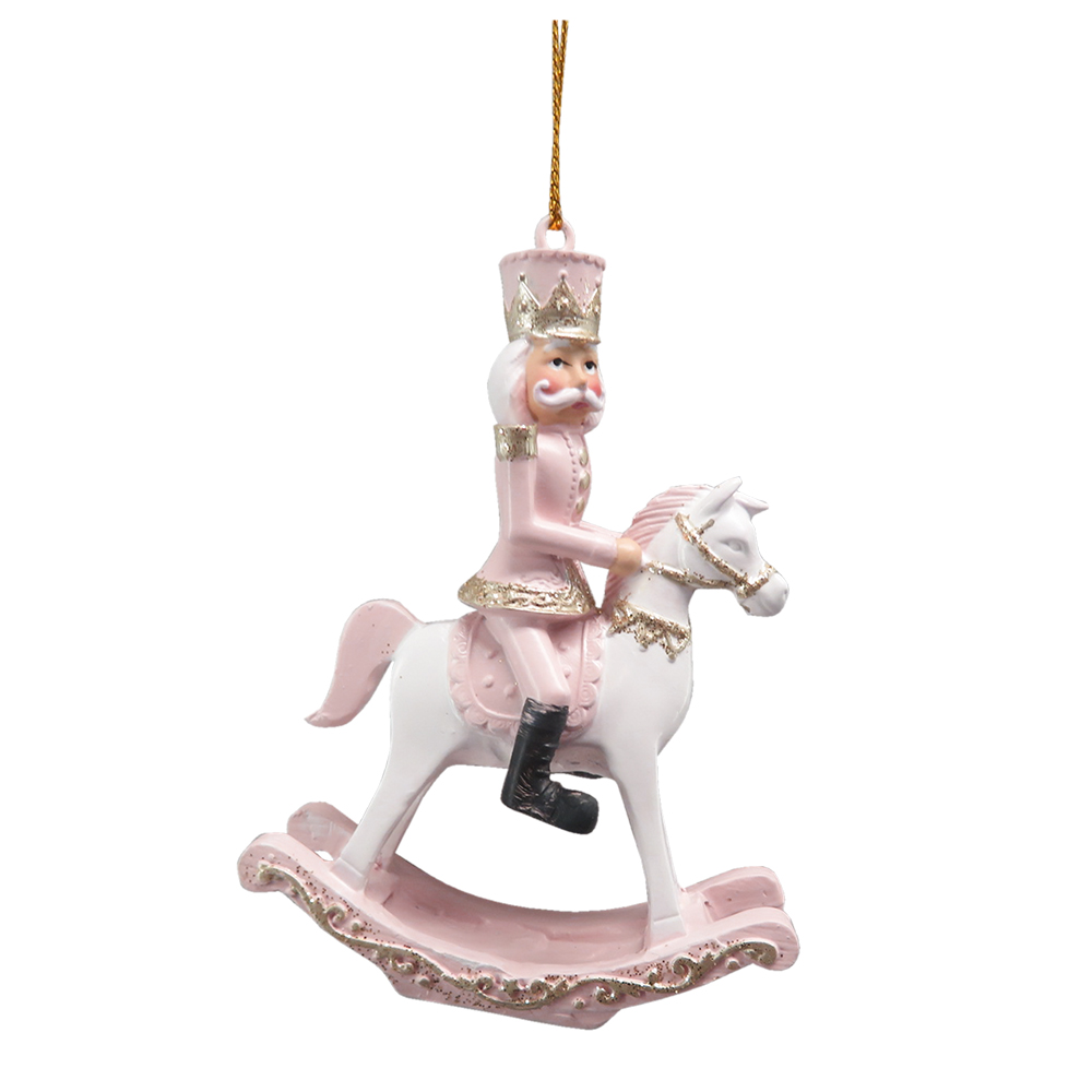 [6PR3671] Decorative Hanger Rocking Horse Pink 6x3x9 cm