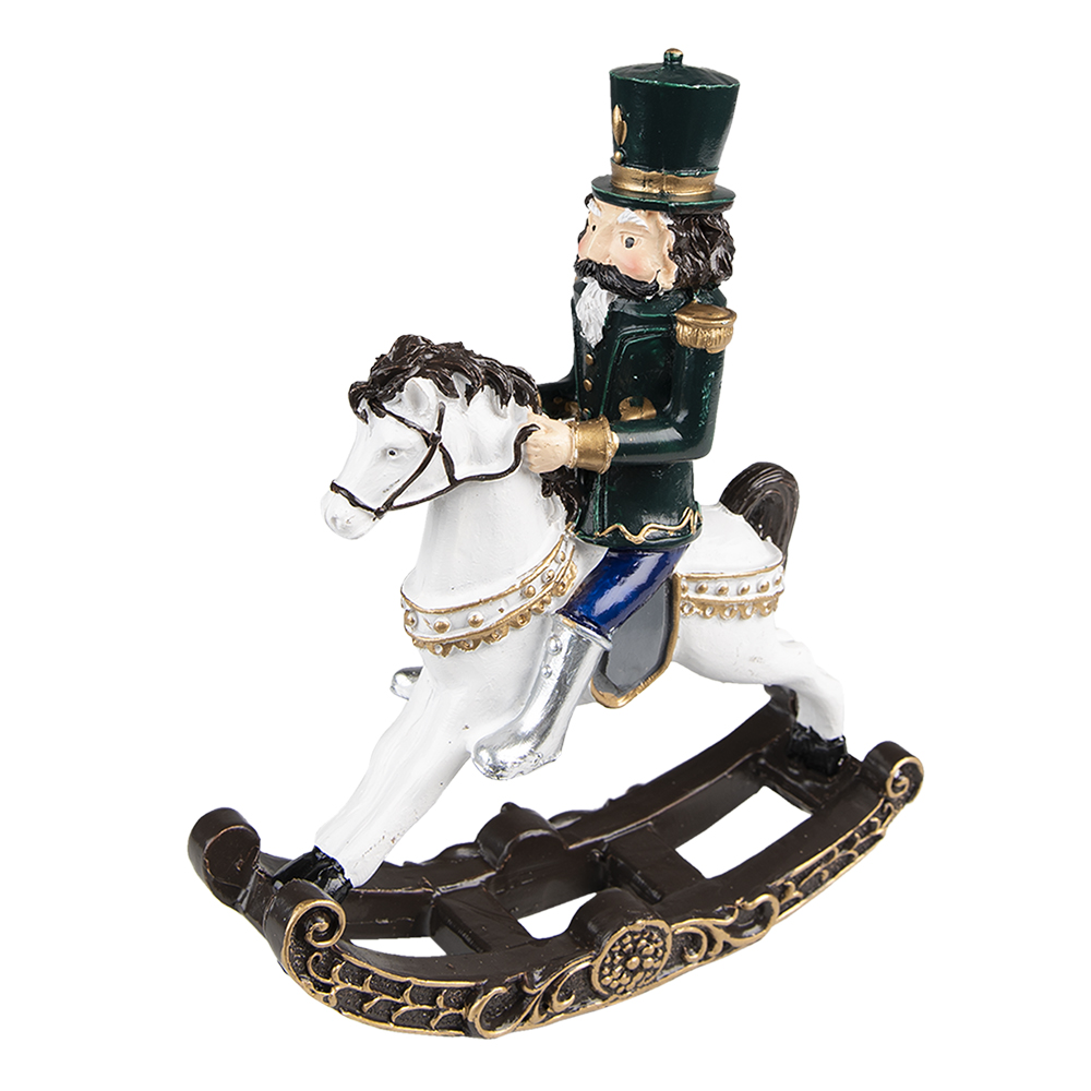 Decoratie notenkraker op hobbelpaard 15x5x18 cm
