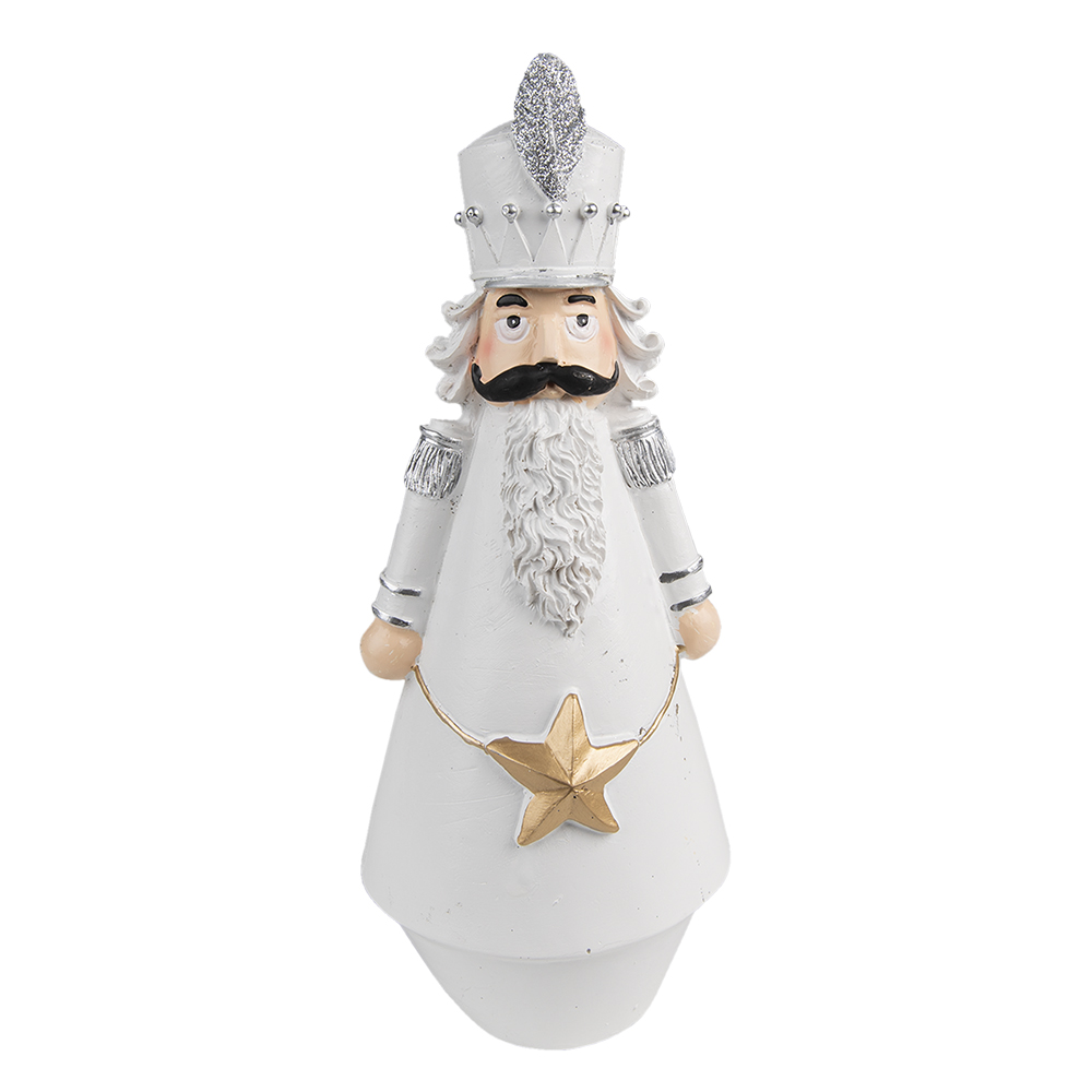 [6PR3720] Décoration de Noël casse Noisette Blanc 9x9x24 cm