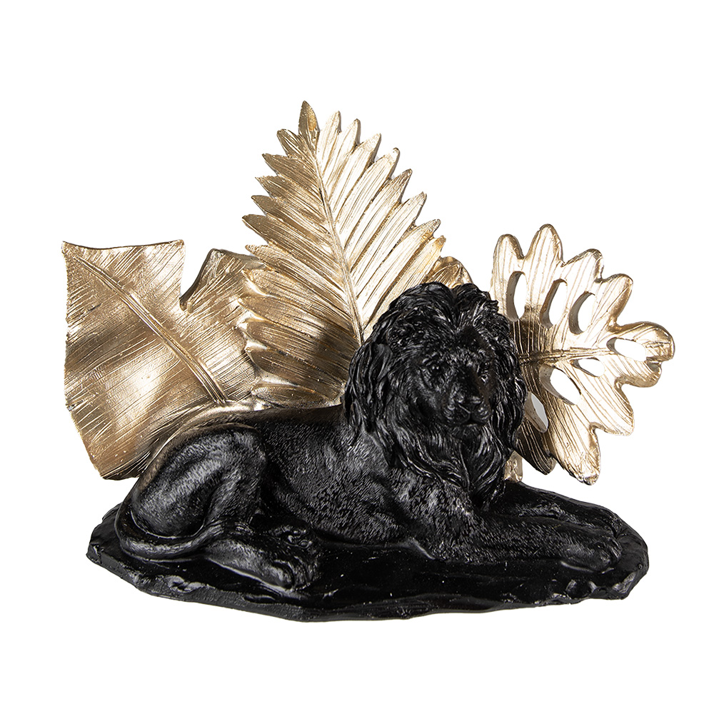 [6PR3817] Image de décoration Lion Noir 23x13x16 cm