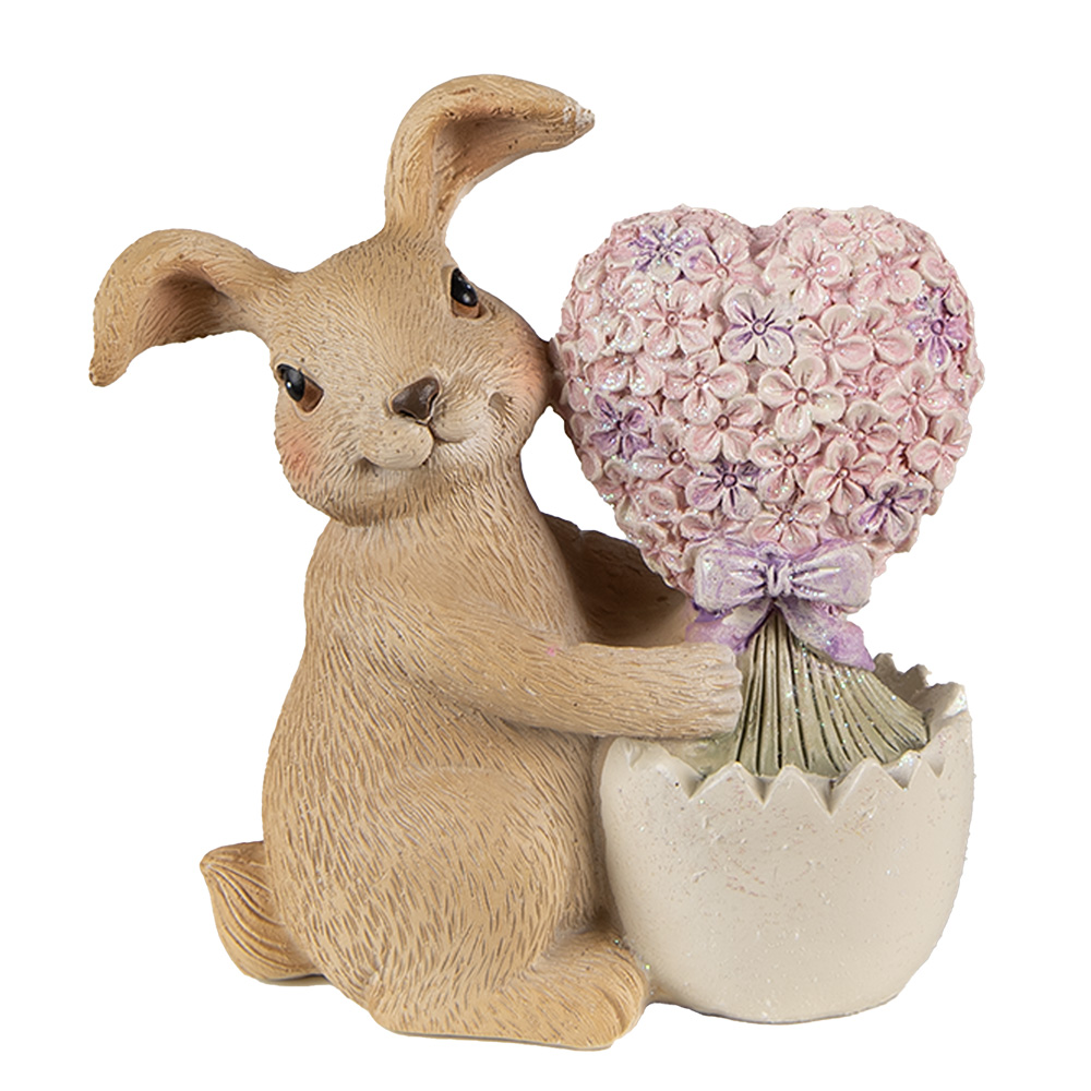 [6PR3833] Image de décoration des Lapin Marron Rose 11x6x12 cm