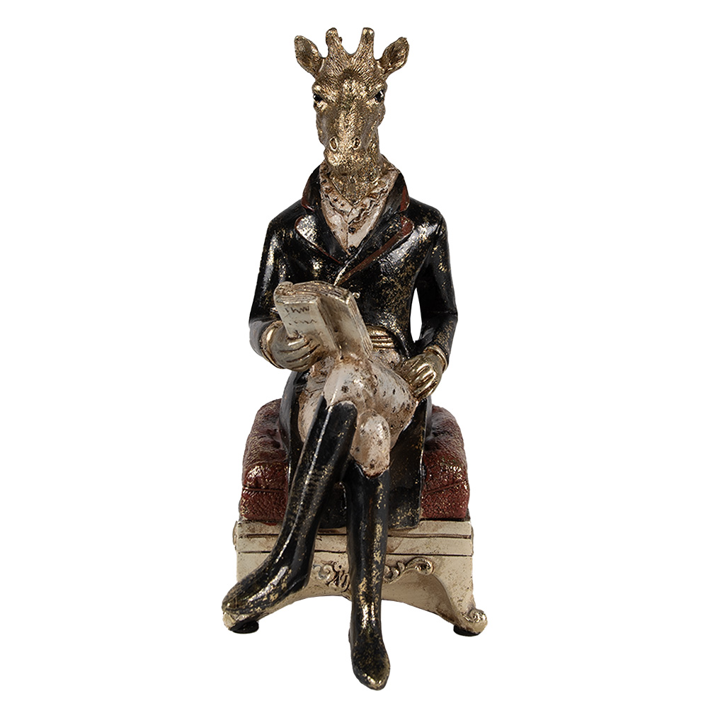 [6PR3874] Decorativa Giraffa Oro Nero 10x15x22 cm