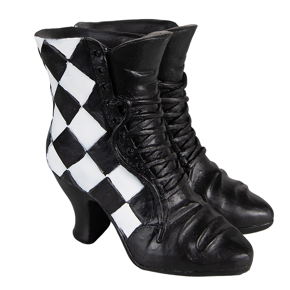[6PR3890] Deko Schuh Schwarz Weiß 15x12x15 cm