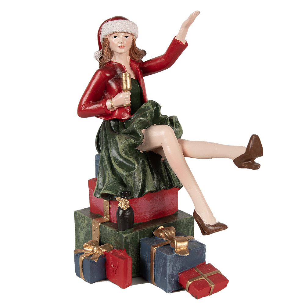 [6PR3982] Image de décoration femme Rouge Vert 15x10x18 cm