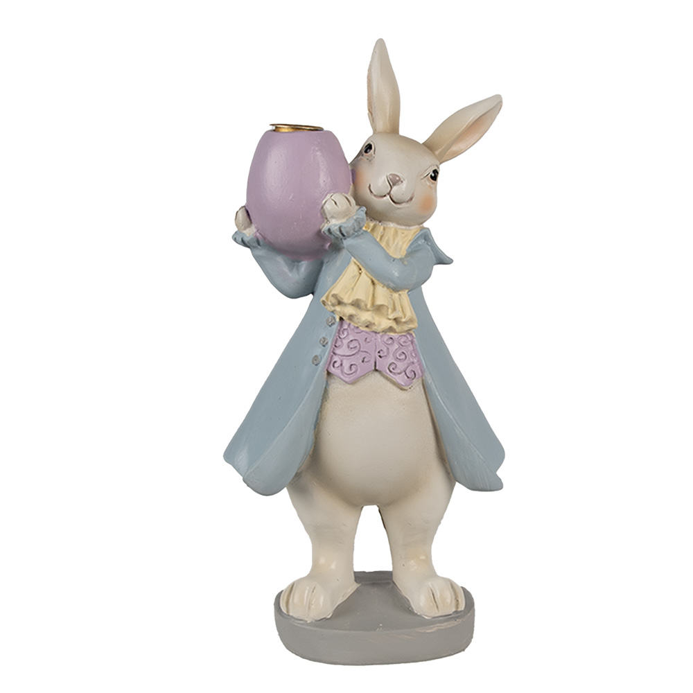 [6PR4013] Bougeoir Lapin Beige Bleu 10x8x20 cm