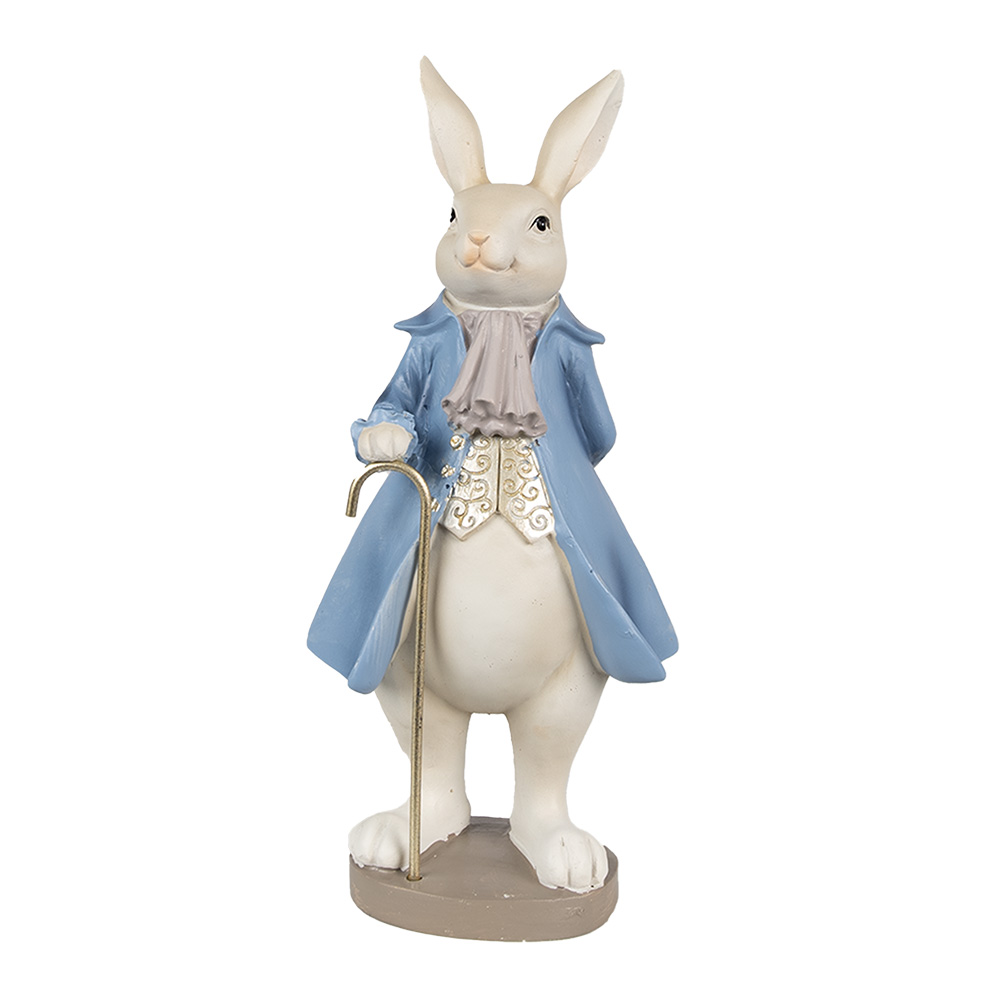 [6PR4017] Décoration Lapin Beige bleu 12x9x26 cm