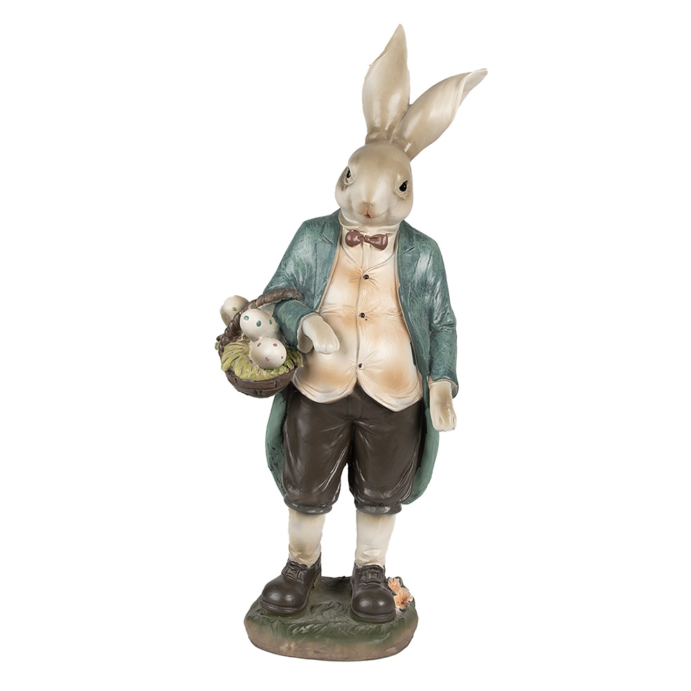 [6PR4023] Image de décoration Lapin Marron Vert 17x10x38 cm