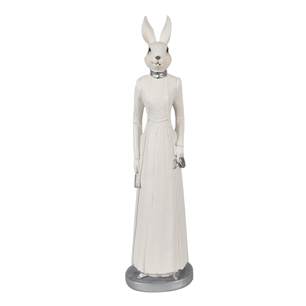 [6PR4041] Statua Decorativa Coniglio Bianco 11x9x41 cm