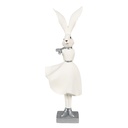 Statua Decorativa Coniglio Bianco argento 13x11x37 cm
