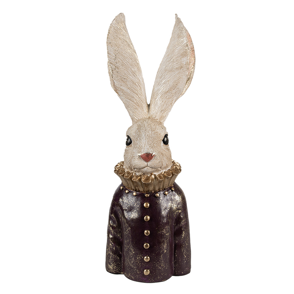 [6PR4089] Deko Kaninchen Weiß goldfarbig braun 16x14x42 cm