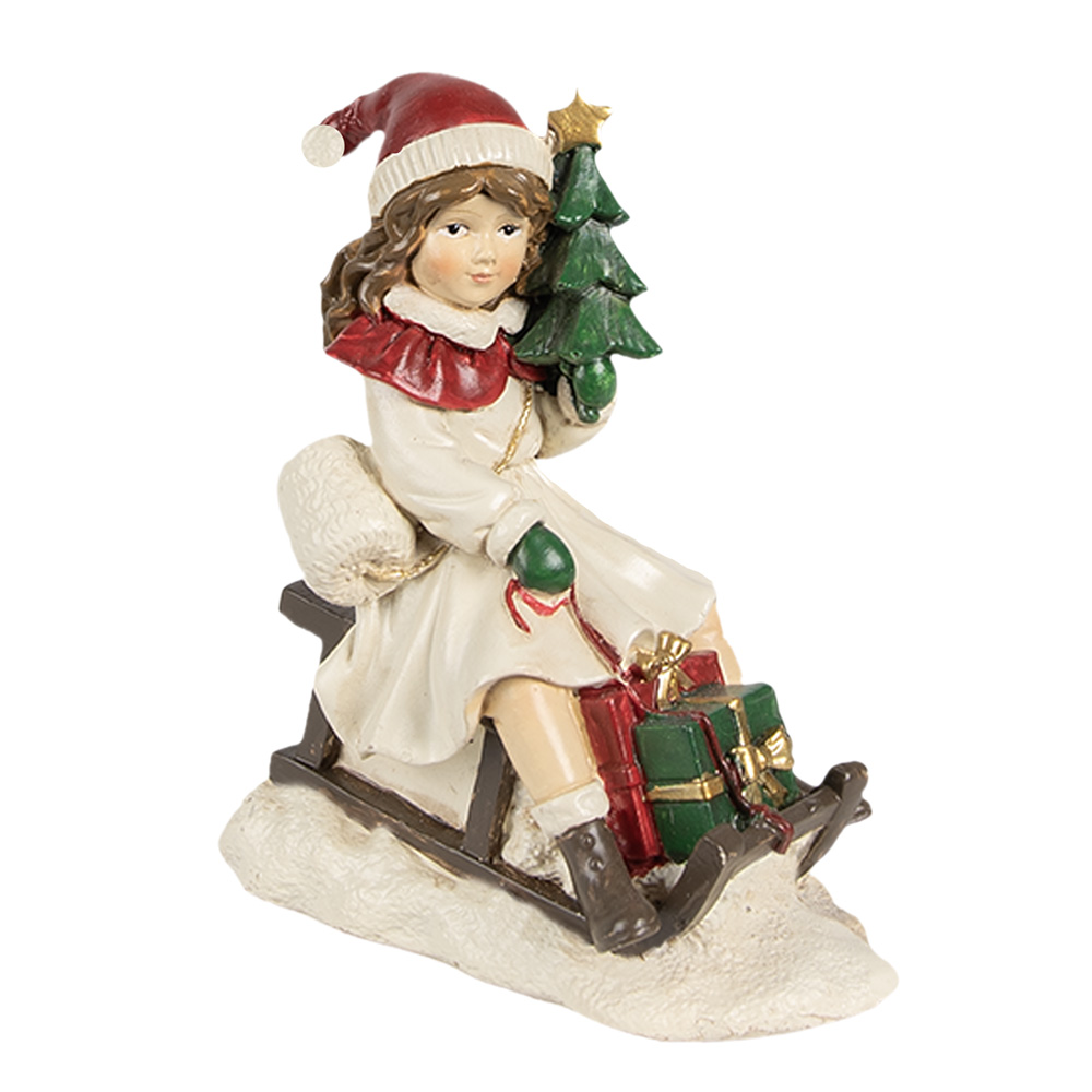 [6PR4183] Decoratie kind op slee 10x6x12 cm