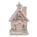 Decoration House with LED Pink 10x8x15 cm