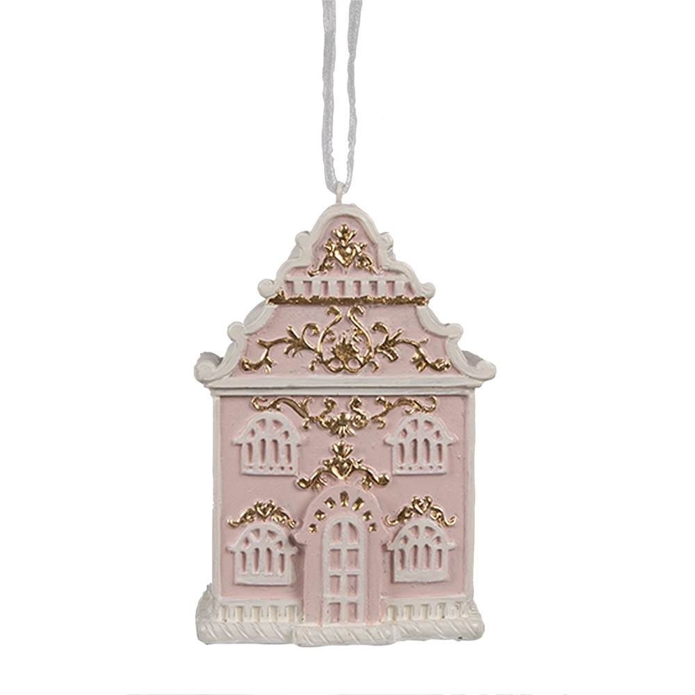 [6PR4205] Ciondolo di decorazione di una casetta Rosa 6x4x9 cm