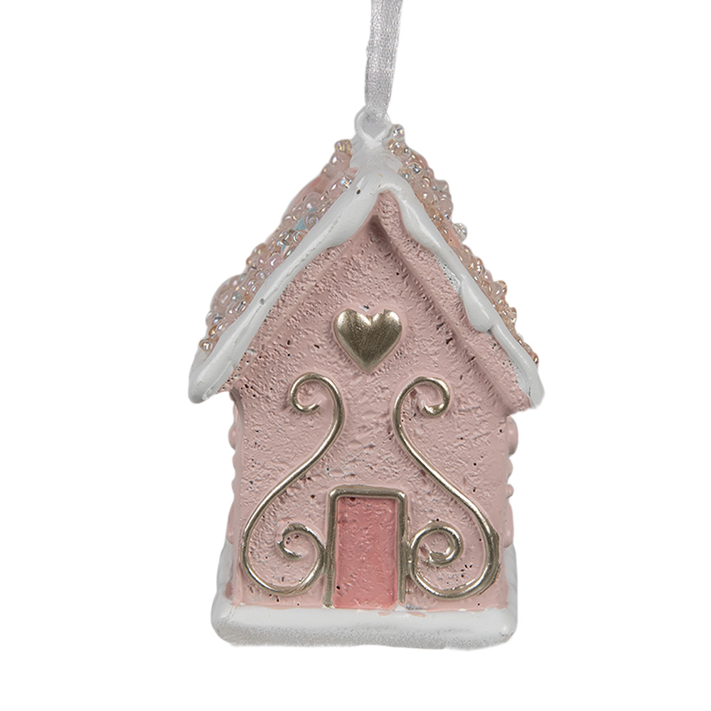 [6PR4211] Décoration pendante d'un maison Rose 4x4x6 cm
