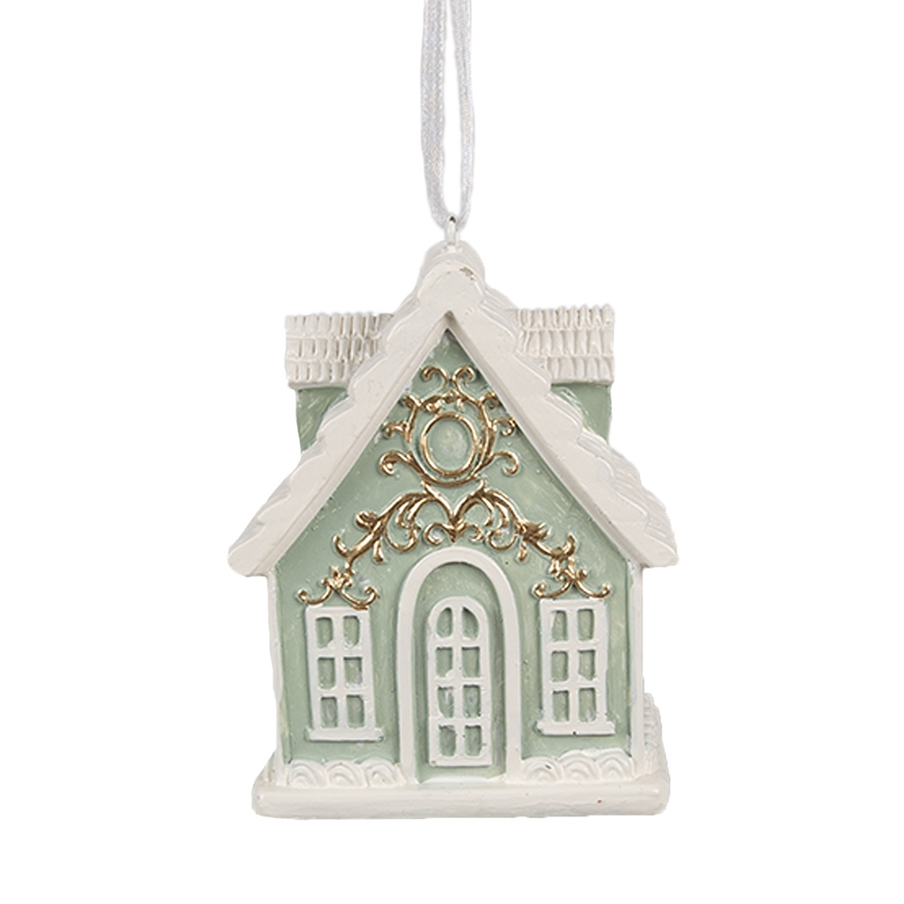 [6PR4214] Dekoration Anhänger Haus Grün 6x4x8 cm