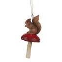 Décoration pendentif écureuil sur Champignon 4x4x9 cm