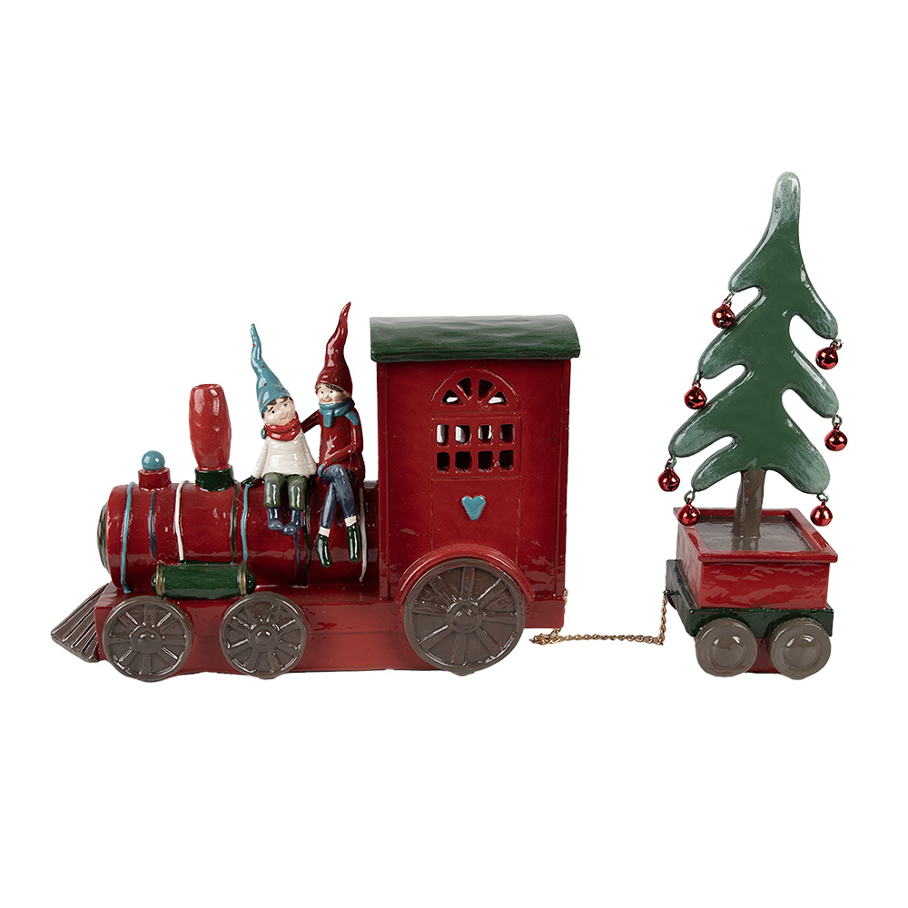 [6PR4239] Dekoration Zug mit LED Rot Grün 30x7x21 cm / 2xAAA