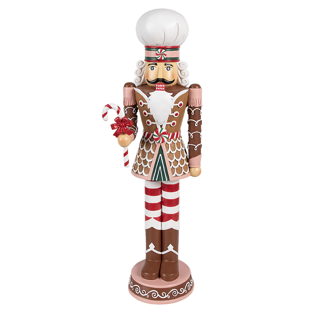 [6PR4256] Christmas Decoration Nutcracker Brown Pink 15x12x46 cm