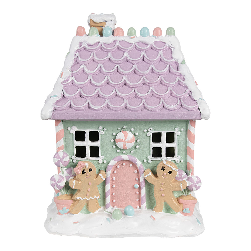 [6PR4267] Dekoration Haus Grün Rosa Violett 17x14x21 cm