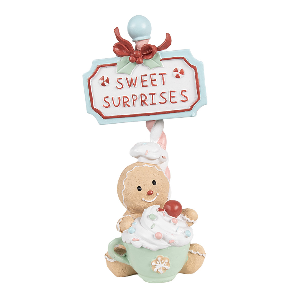 [6PR4269] Dekoration Lebkuchenmännchen Beige Grün 13x10x25 cm