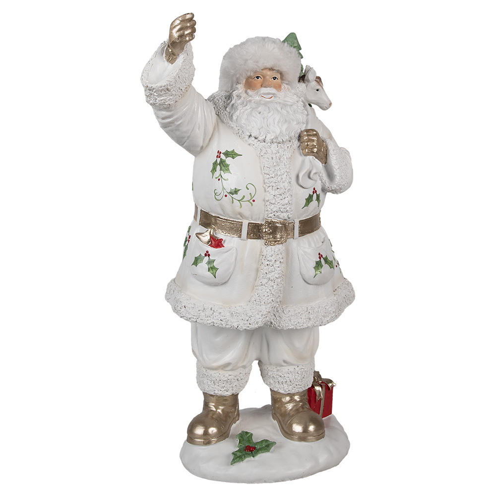 [6PR4295] Decorazione Babbo Natale Bianco 21x23x43 cm