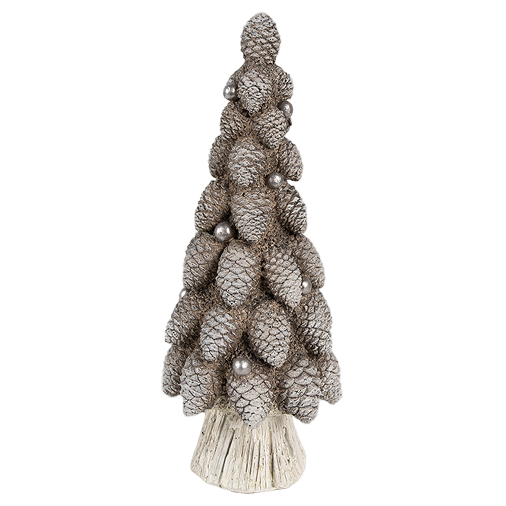 [6PR4298] Decoration Baum Braun Weiß Ø 7x19 cm