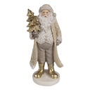 Decoration Weihnachtsmann Beige Goldfarbig 10x8x21 cm