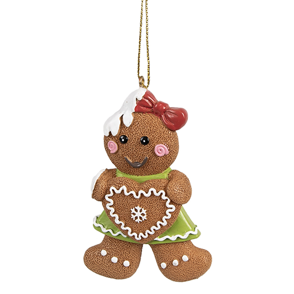 [6PR4331] Pendentif décoratif Bonhomme de pain d'épice Marron Blanc 5x1x8 cm