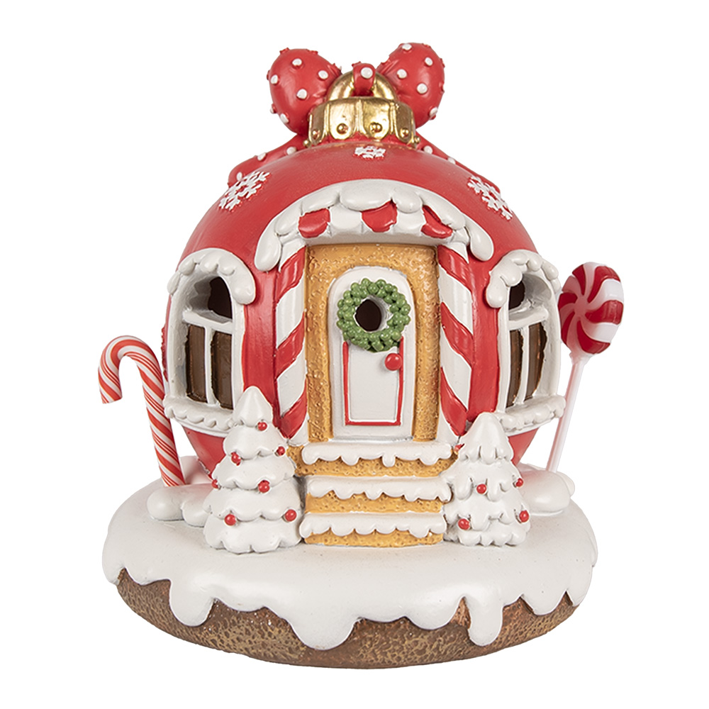 [6PR4340] Decoration house with LED red 14x12x14 cm/ 3xAAA