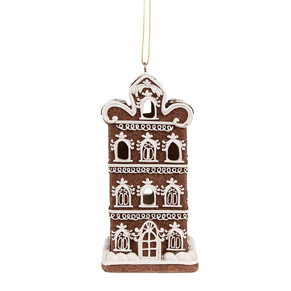 Decoratie hanger huisje met LED 6x6x12 cm