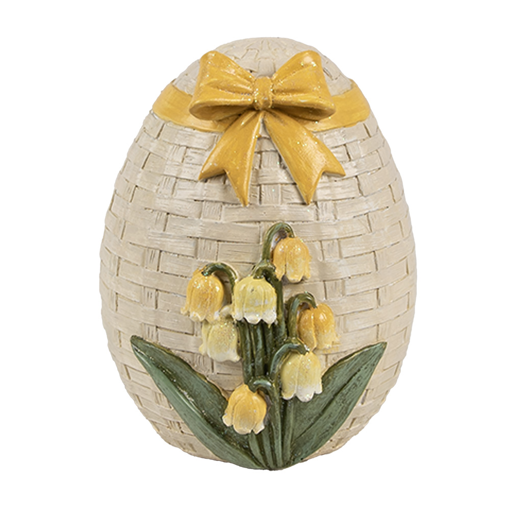 [6PR4400] Decorativa Uovo Beige Giallo 9x8x10 cm