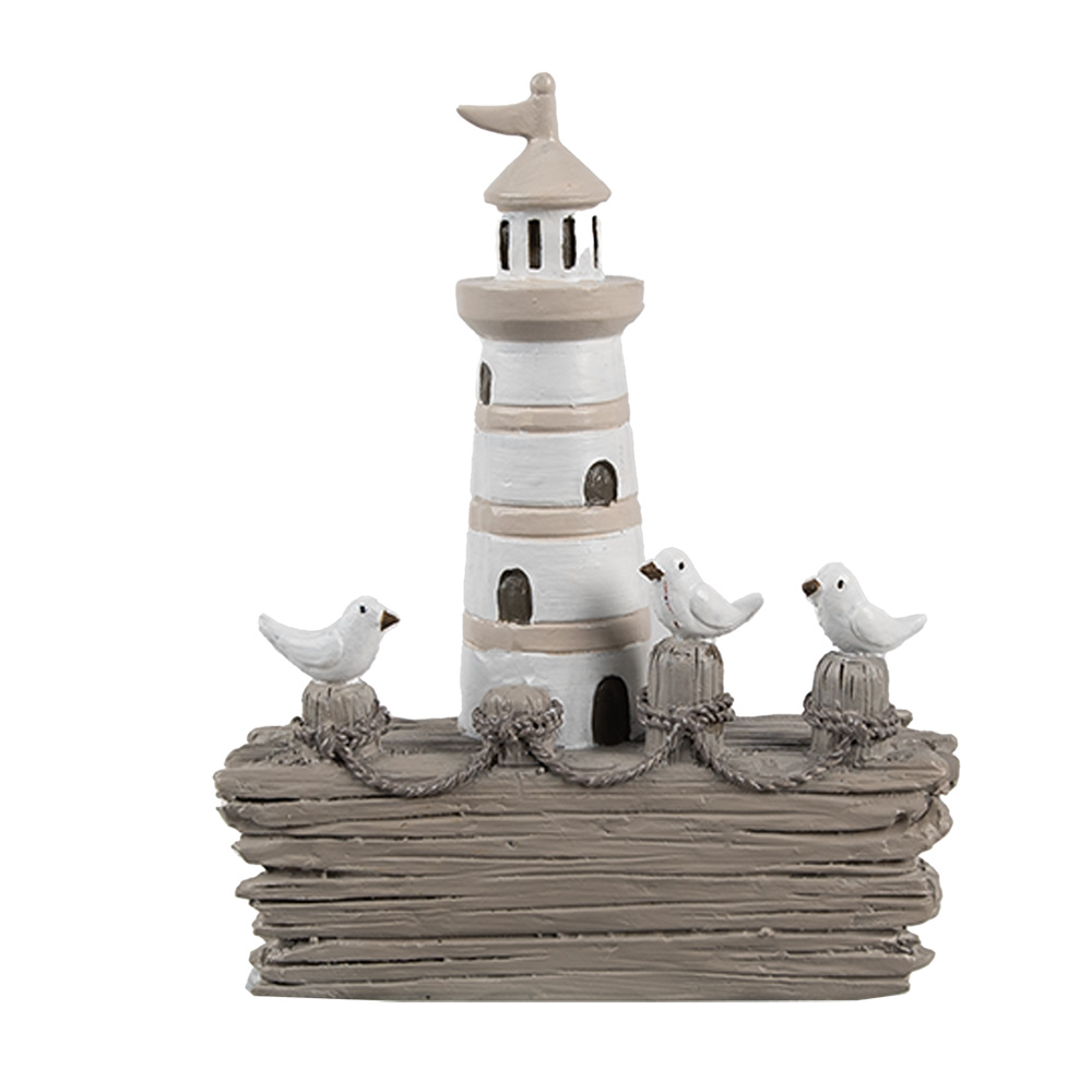 [6PR4422] Decorazione Faro Bianco Marrone 10x4x12 cm
