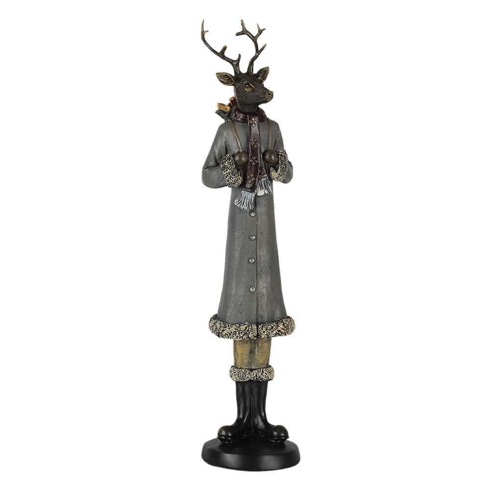 [6PR4619] Image de décoration cerf Gris 9x8x36 cm