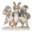 Christmas Decoration Statue Dogs and Cat Grey, Beige, White 13x5x12 cm