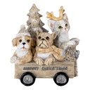 Statue Natalizie Cani e Gatto Grigio, Marrone 9x7x11 cm
