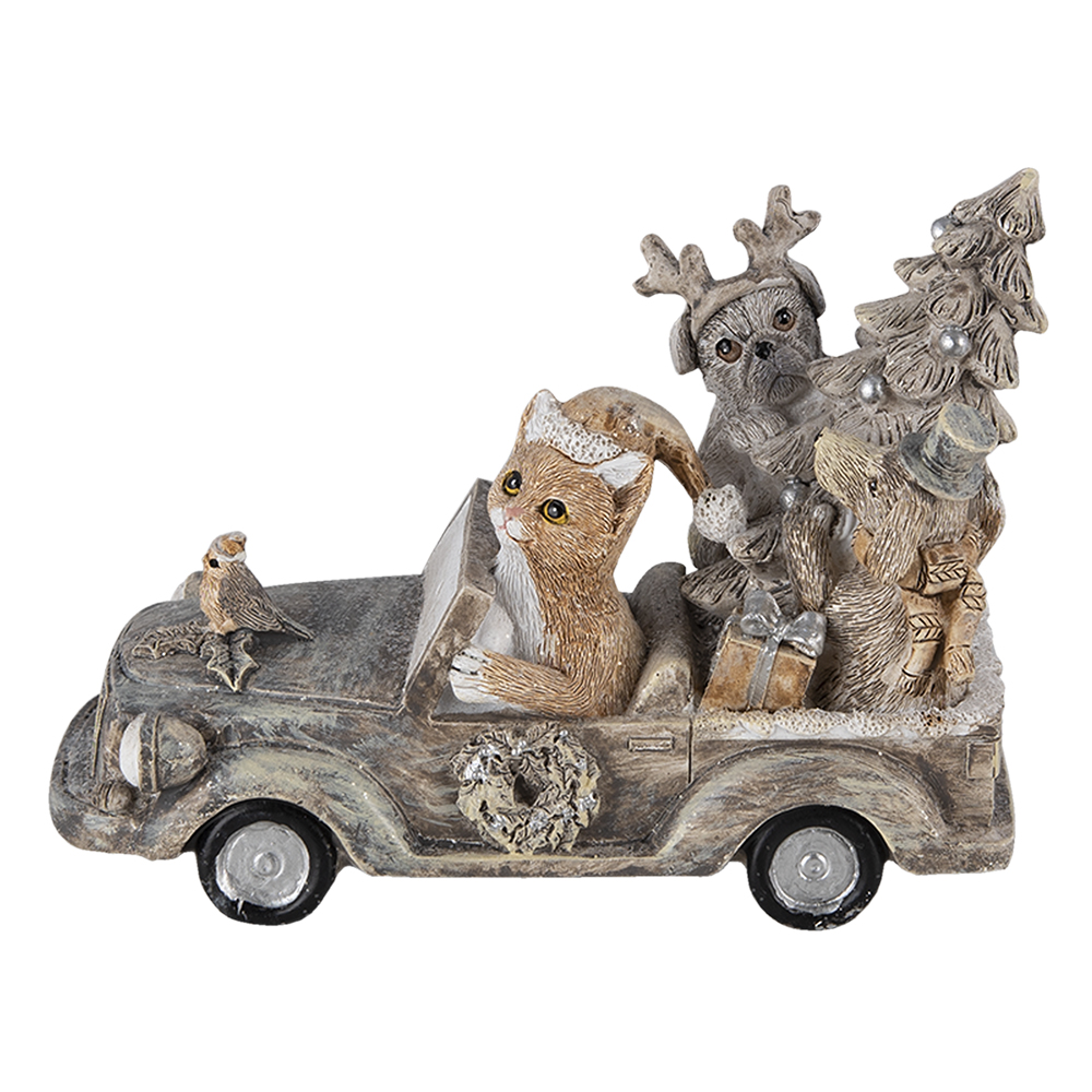 [6PR4639] Decoratie dieren in auto 16x8x11 cm