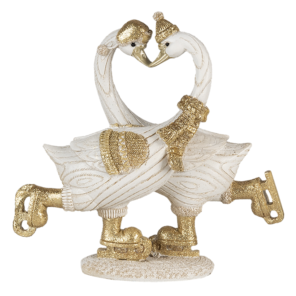 [6PR4686] Decoratie zwanen 18x8x17 cm
