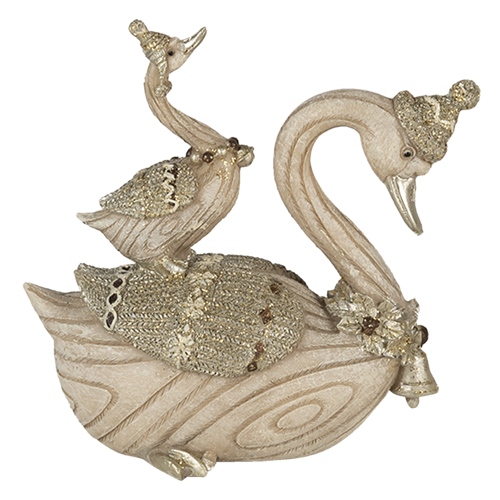 [6PR4687] Decoratie zwanen 11x6x10 cm