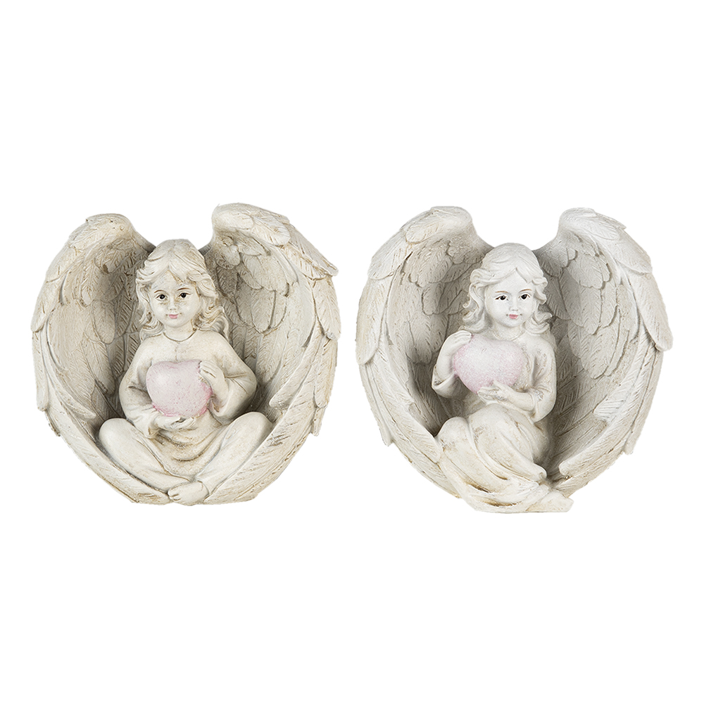 [6PR4708] Decoration Statue Angel Cream (2) 10x6x10 cm