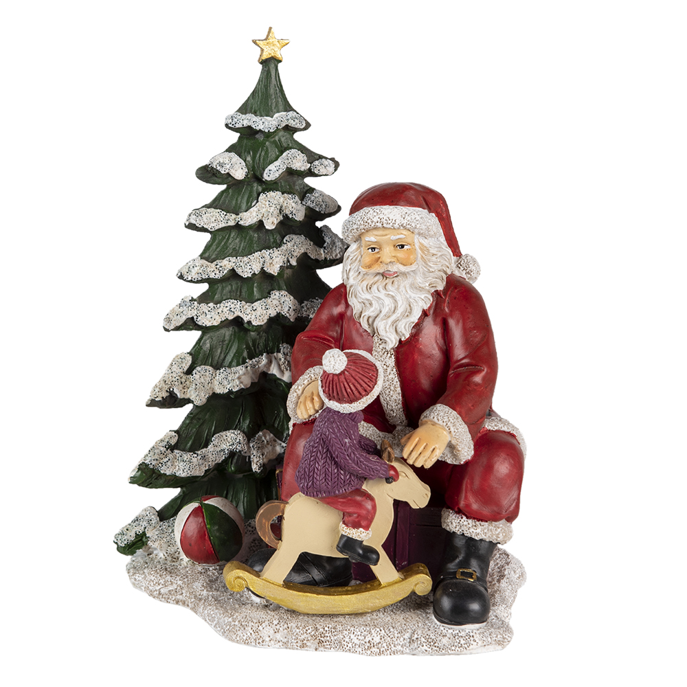 Kerstman met kind 16x13x22 cm