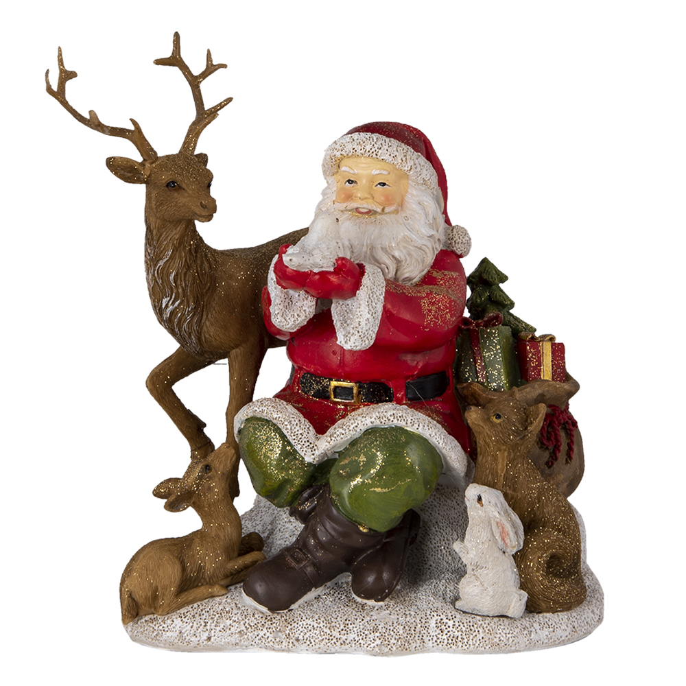 [6PR4721] Kerstman met dieren 18x13x19 cm
