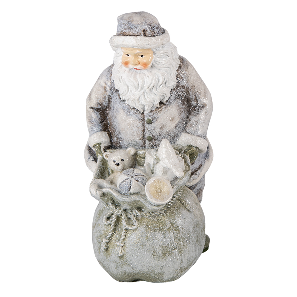 [6PR4729] Image de décoration de Noël père Noël Gris, Blanc 10x7x13 cm